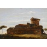 Auguste Jean-Baptiste Vinchon (1789-1855) French Castello at Ostia at sunset Oil on paper laid