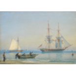 William Joy (1803-1867) Shipping in a calm Watercolour with scratching out, 18cm by 26cm Provenance: