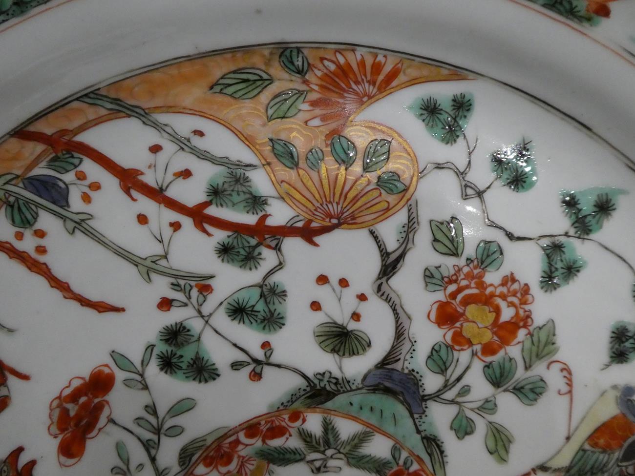 A Chinese Porcelain Dish, Kangxi, painted in famille verte enamels with a birds amongst foliage - Image 5 of 11