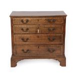 A George III Oak and Mahogany Crossbanded Straight Front Chest of Drawers, 3rd quarter 18th century,