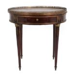 A Louis XVI Style Mahogany and Gilt Metal Mounted Table Bouillotte, circa 1900, with pierced brass