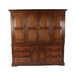 A George III Joined Oak and Mahogany Crossbanded Housekeeper's Cupboard, 3rd quarter 18th century,