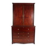 A Regency Mahogany Secretaire Bookcase, early 19th century, the moulded cornice with fluted capitals