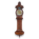 ~ An Unusual Mahogany Striking Wall Clock with Lunar Dial Display, Gothic style case with a canopy