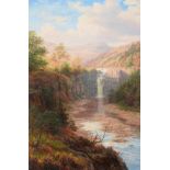 William Mellor (1851-1931) ''High Force, Teesdale'' Signed, inscribed verso, oil on canvas, 75cm