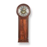 ~ An Unusual Mahogany Centre Seconds Striking Drop Dial Wall Clock with Moonphase Display, signed
