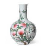 A Chinese Porcelain ''Nine Peach'' Vase, Tianquiping, Qianlong seal mark but probably late Qing