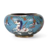 A Chinese Cloisonné Enamel Bowl, mid 19th century, of globular form, decorated with four galloping