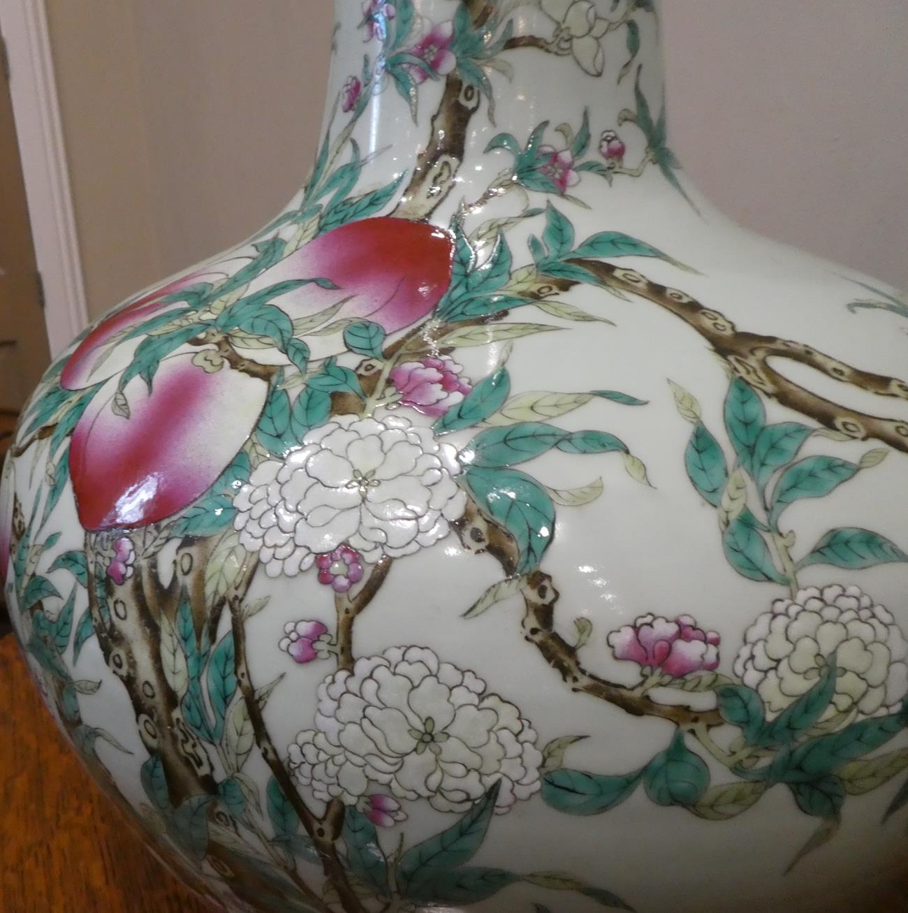 A Pair of Chinese Porcelain ''Nine Peach'' Vases, Tianquiping, Qianlong mark but probably late - Image 19 of 22