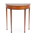 A George III Satinwood and Rosewood Crossbanded D Shape Hall Table, late 18th century, with