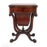 A Victorian Rosewood Games and Sewing Table, mid 19th century, of serpentine shape form, the moulded