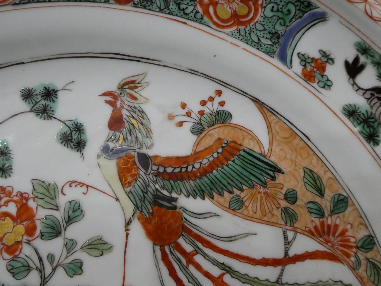 A Chinese Porcelain Dish, Kangxi, painted in famille verte enamels with a birds amongst foliage - Image 4 of 11