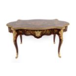 An Impressive Louis XV Style Marquetry Decorated and Ormolu Mounted Centre Table, the shaped top