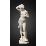 Italian School (circa 1900): A White Marble Figure of Nymph, standing with a diaphanous drape,