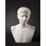 After the Antique: A Carved White Marble Bust of the Young Augustus, 49cm high See illustration.