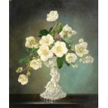 Cecil Kennedy (1905-1997) ''Winter'' - A still life of white Hellebores in a vase decorated with a