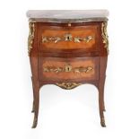 A Louis XV Style Rosewood and Tulipwood Petits Commode, late 19th/early 20th century, with a