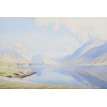 William Heaton Cooper RI (1903-1995) ''Crummock Water from Ling Point'' Signed, watercolour, 37cm by