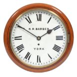 A Mahogany Wall Timepiece, signed N.R.Barber, York, circa 1890, side and bottom doors, 12-inch