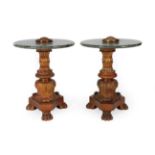 A Pair of Marble and Gilt Bronze Occasional Tables, early 20th century, the circular marble tops