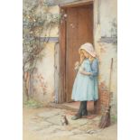 Charles Edward Wilson (1854-1941) Blowing bubbles Signed, watercolour, 24cm by 16.5cm See