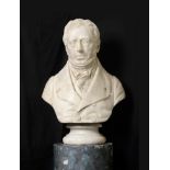 Edwin Smith (1810-1889): A White Marble Bust of James Montgomery, on a circle socle inscribed