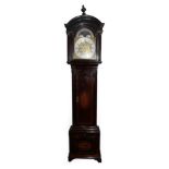 A Mahogany Chiming Longcase Clock, late 19th century, arch pediment, Corinthian capped columns,