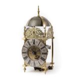 A Late 17th Century Brass Striking Lantern Clock, signed William Hulbert, Bristol, circa 1695,