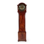 A Regency Style Eight Day Longcase Clock, circa 1890, arch pediment, nicely figured trunk door