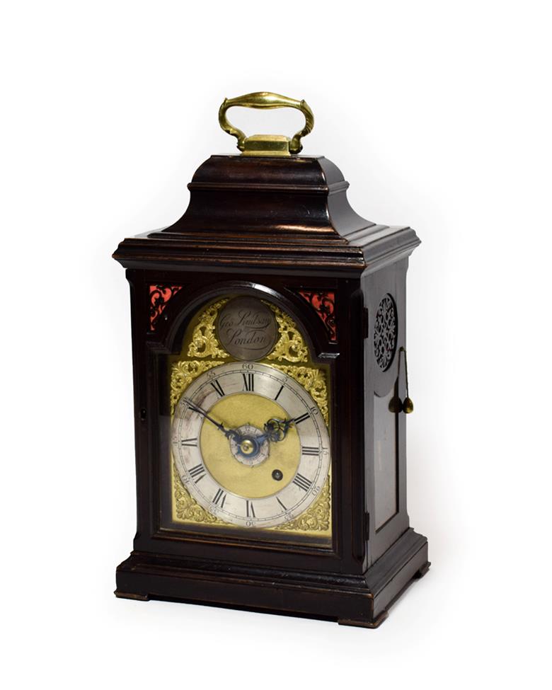 A Small Alarm Table Timepiece, signed Geo Lindsay, London, circa 1770, inverted bell top pediment