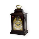 A Small Alarm Table Timepiece, signed Geo Lindsay, London, circa 1770, inverted bell top pediment