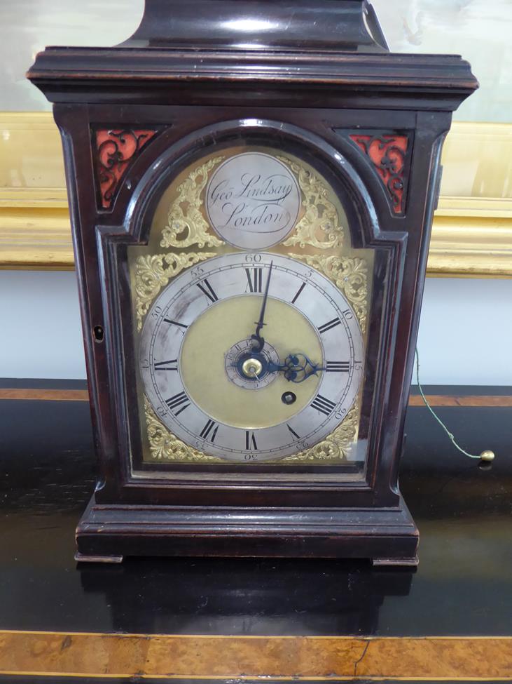 A Small Alarm Table Timepiece, signed Geo Lindsay, London, circa 1770, inverted bell top pediment - Image 2 of 18