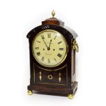 A Regency Mahogany Striking Table Clock, signed Wm Chater, London, arched pediment, recessed front