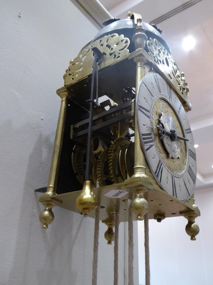 A 17th Century Brass Striking Lantern Clock with Very Unusual Early Conversions to a Side Fitted - Image 4 of 7