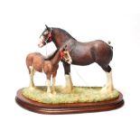 Border Fine Arts 'Best at Highland Show' (Clydesdale Mare and Foal), model No. B0404 by Anne Wall,