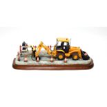 Border Fine Arts 'Essential Repairs' (Workman with JCB Back Hoe), model No. B0652 by Ray Ayres,