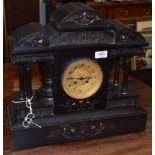 A Victorian black slate striking mantel clock, retailed by Collingwood & Sons, Paris