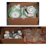 A group of various ceramics and glass including a 19th century part dessert service, tea wares,
