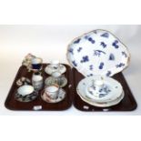 18th/19th century later ceramics, including Worcester tea cups and saucers, transfer printed