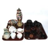 Various Oriental items including; 18th century Chinese tea pot, tea bowls of similar date, a