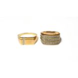 Two diamond set rings, stamped '375', finger sizes W1/2 and V. Gross weight 8.9 grams