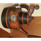 A Northern European painted wooden kettle/tea pot dated 1900