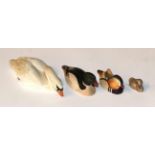 Four Beswick pottery ducks, including; two approved by Peter Scott ''Geesander'' and ''Mandarin