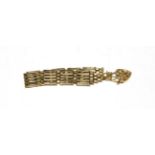 A gate link bracelet with a 9 carat gold heart shaped padlock, length 19.5cm . Gate links stamped '