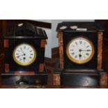Two Victorian black slate and marble mantel timepieces