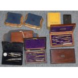 Late 19th/early 20th century printing shop contents: A small group of cased drawing implements