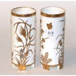 A pair of Minton gilt decorated sleeve vases