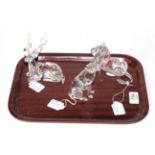 Three Swarovski glass animals 'Lion', 'Cheetah', 'Antelope', with boxes