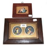 A pair of Indian portraits framed as one and another example - erotic scene (2)