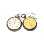 A silver open faced pocket watch signed John Johnson, Preston and a silver chronograph open faced